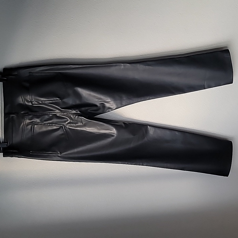 7 For All Mankind Faux Leather Straight Leg Pants, Size 31, Color Black - Picture 6 of 12